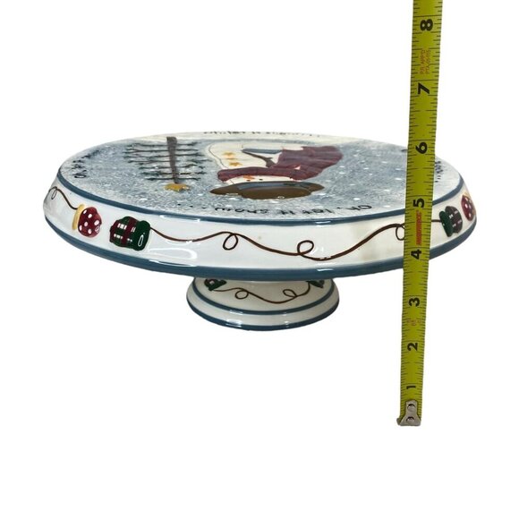 Make The Season Bright Snowman Christmas Cake Stand Plate Pedestal Holiday - Picture 5 of 6